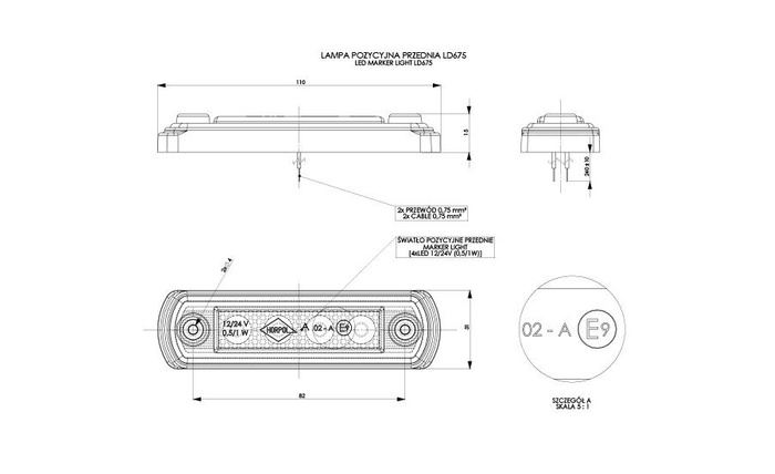 Комплект из четырех универсальных габаритных фонарей HORPOL LD 675 LED