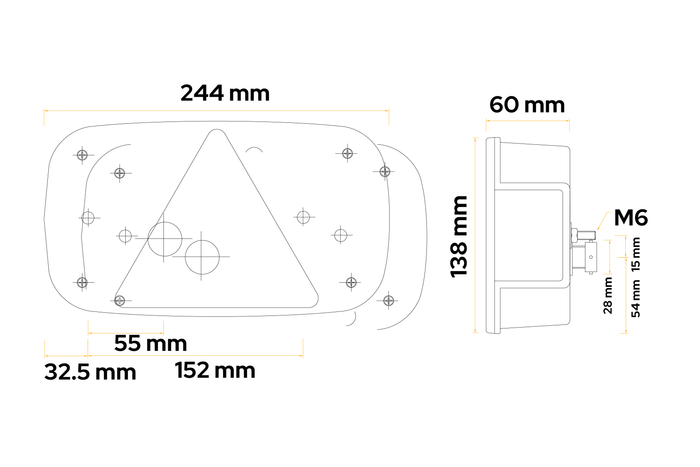 Задний фонарь ASPÖCK Multipoint III с байонетным креплением, 5 контактов, 6 функций, правый