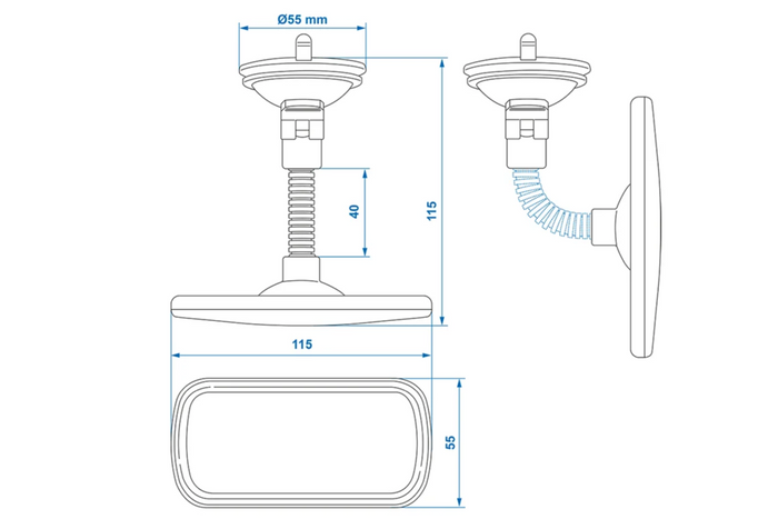 ProPlus 750641 panorāmas atpakaļskata spogulis ar turētāju un piesūcekni 55x115mm