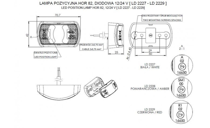 Četru HORPOL LD 2227 LED universālo gabarītlampu komplekts