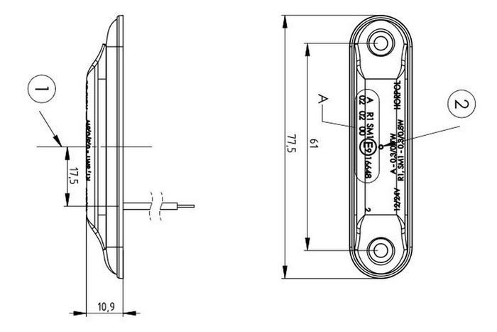 HORPOL LD 2329 LED universālā plānā marķiera lampa
