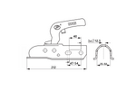 Шаровое сцепное устройство STEELPRESS ZSK-1700D+Z2 для прицепа массой 1700 кг с трубчатым дышлом диаметром 35-50 мм.